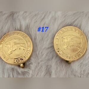 # 17 Rare Vintage Burberrys Prorsum Knight Logo Round Clip On Earrings